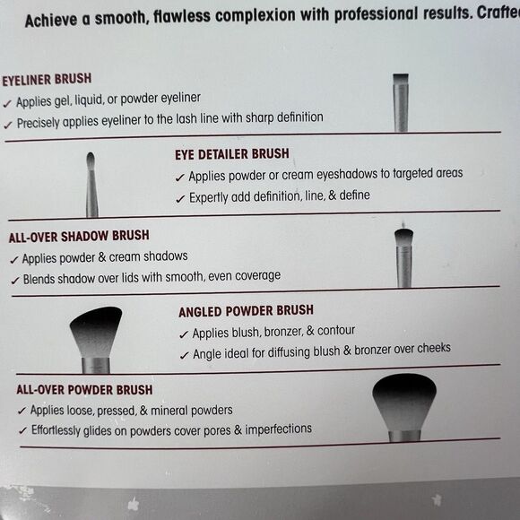 New In Box Japanese QUE 9 Pc Brush Set Full Face Make Up Set Professional Makeup - Picture 5 of 12